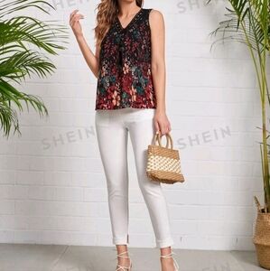 Floral print lace blouse Size M